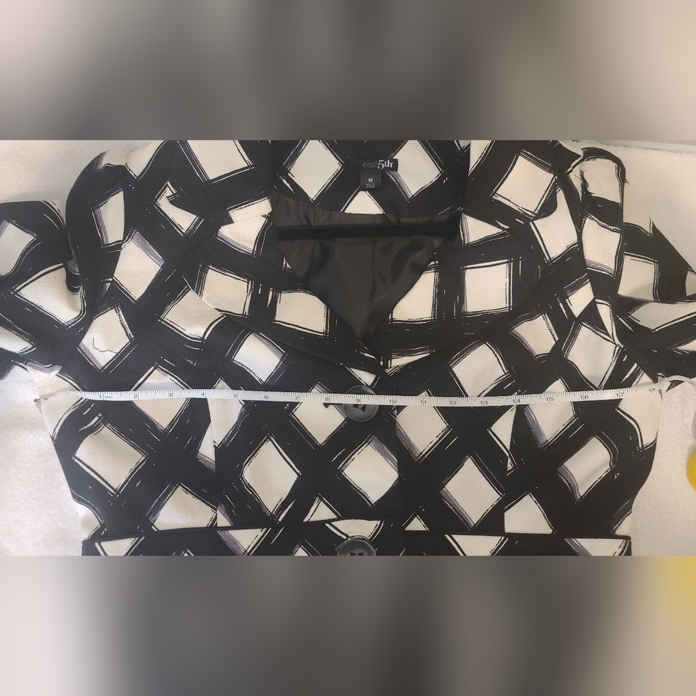 East 5th BLACK & WHITE Brushstroke Diamond 3/4 Blazer - Picture 9 of 9